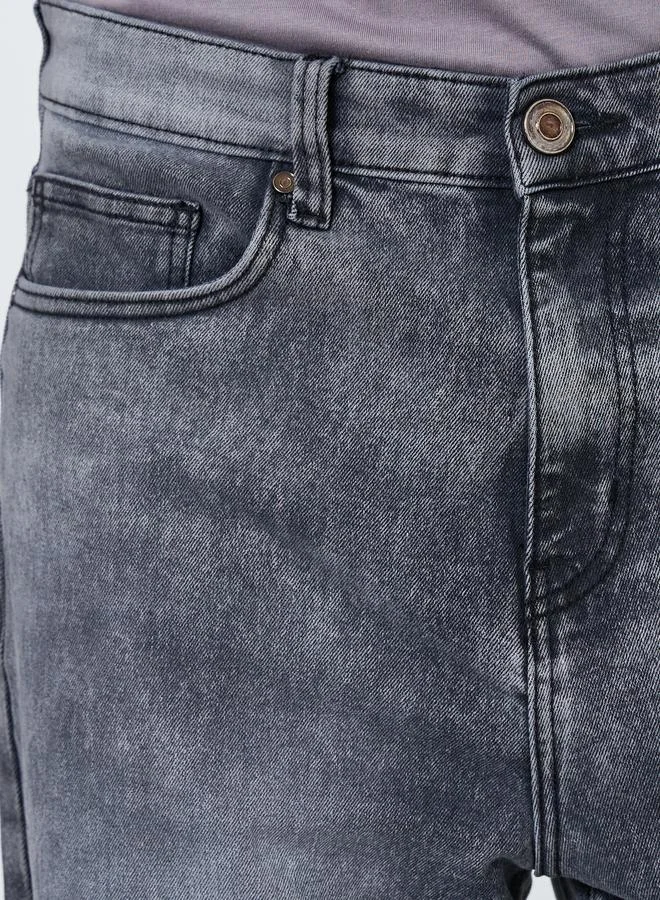 Styli Men Black Loose Fit Washed Jeans